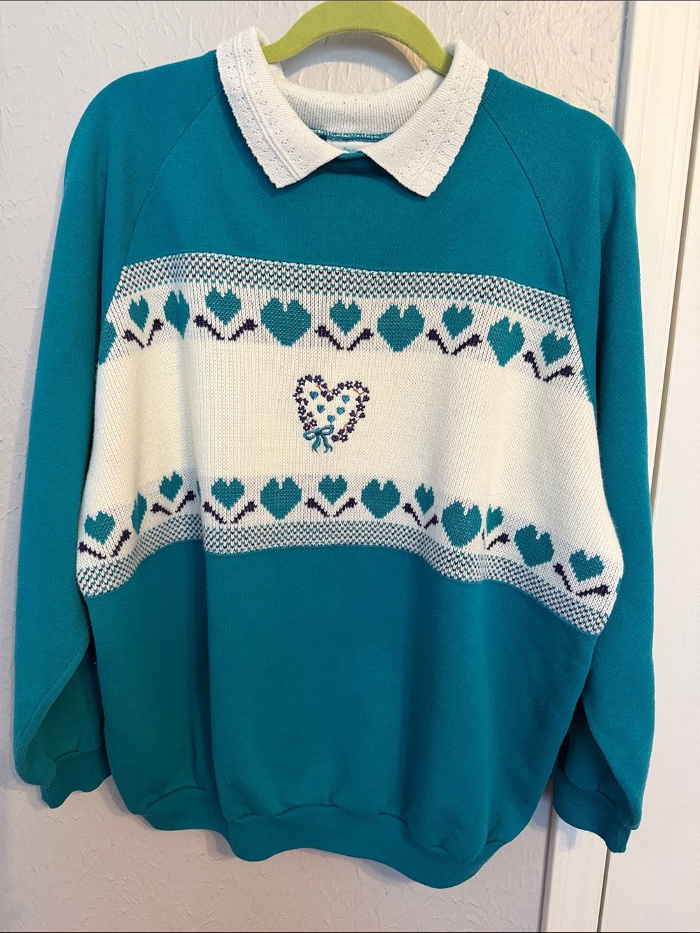 Vintage Knit Heart Granny Sweater